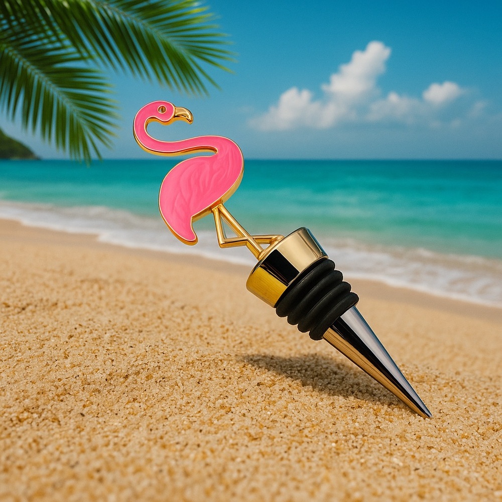 Pink and Gold Flamingo Bar Accessory Wine Stopper